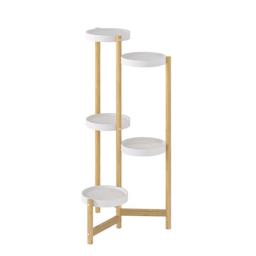 Shop Bamboo Plant Stand with Storage Shelves – 5 Pots Australia